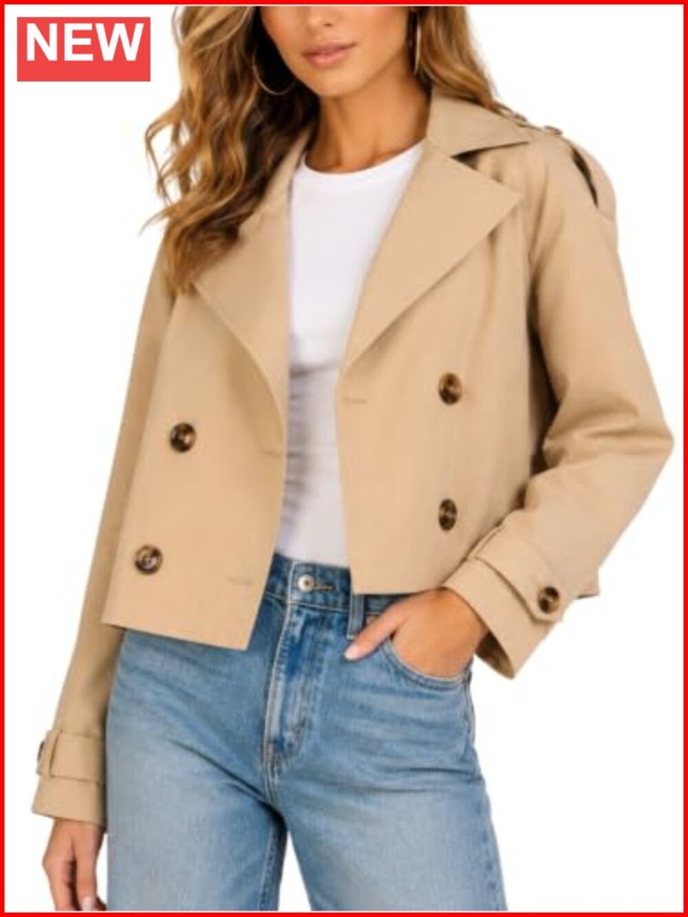 Oversized Cropped Double-Breasted Trench Coat
